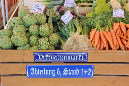 Frisches Gemüse auf dem Viktualienmarkt in München