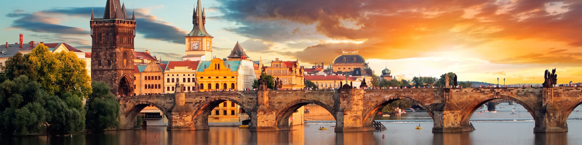 Karlsbrück in Prag bei Sonnenuntergang